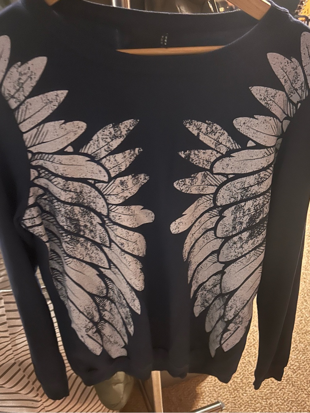 Women’s Dark Blue 2000s Graphic Feather Print Tank Top